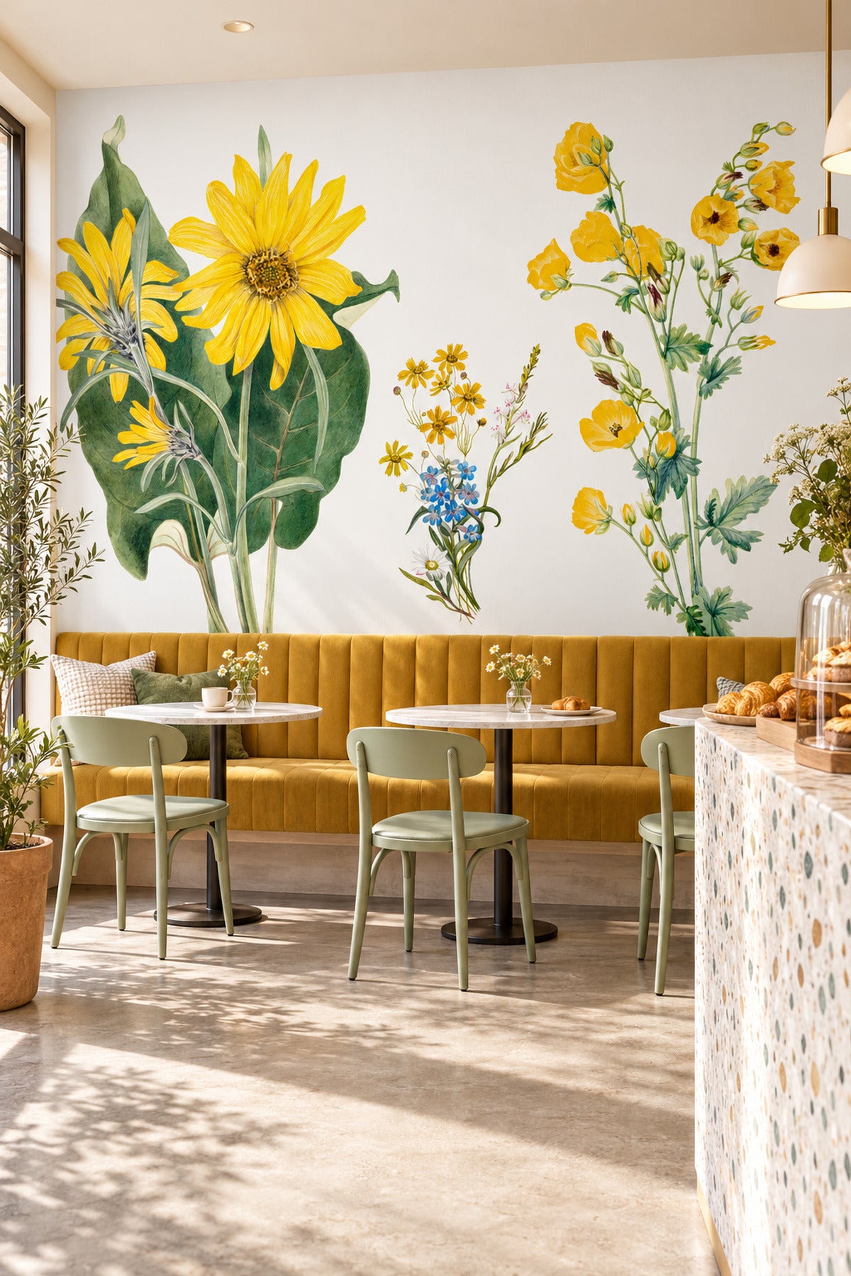 Vintage Sunflower Wallpaper Mural