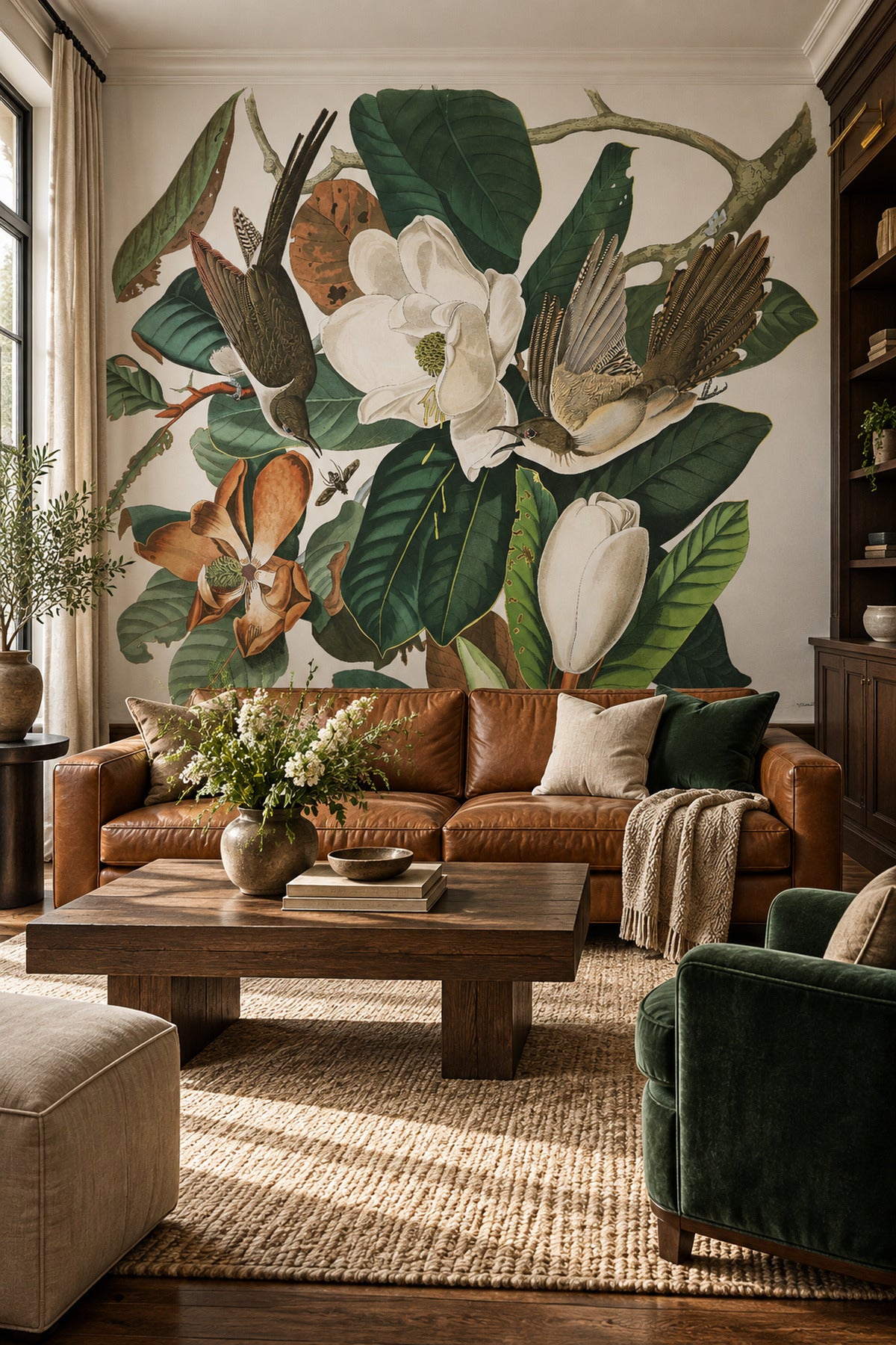 Vintage Black Billed Bird Wall Mural