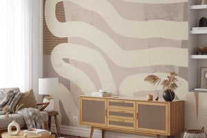 abstract peel and stick custom wall mural in a living space