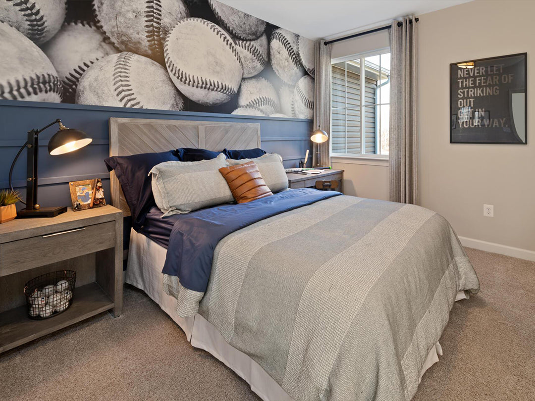 baseball Vintage black and white Wall Mural in Kids Bedroom