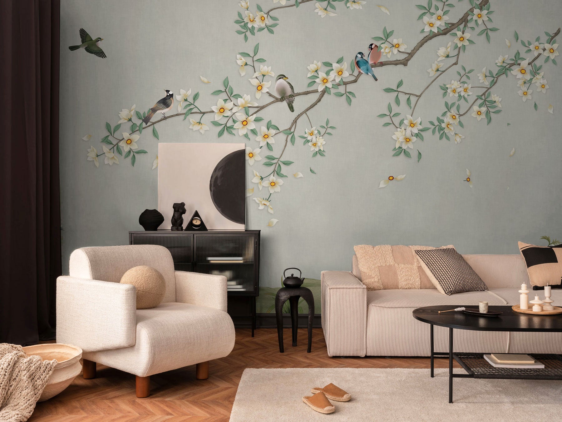 Birds & Bees Chinoiserie Wall Mural