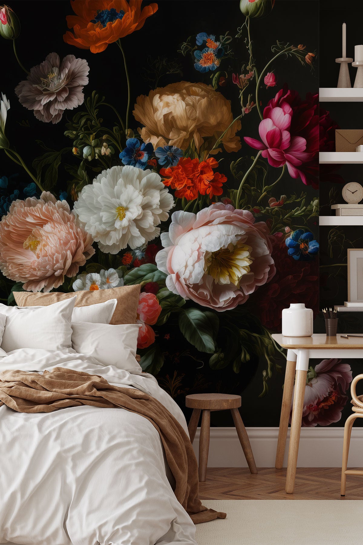 Dark Still Florals Wall Mural
