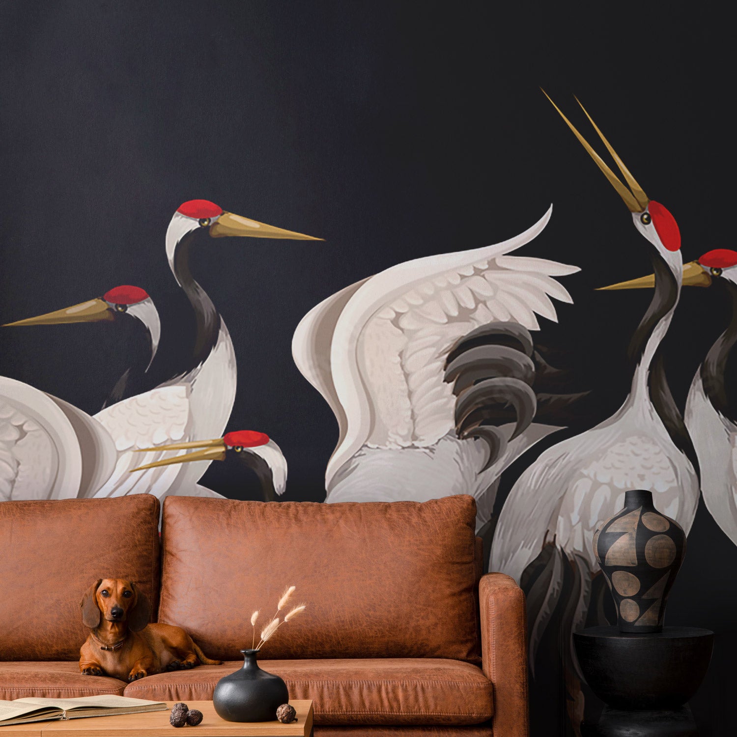 Japanese White Crane Wall Mural