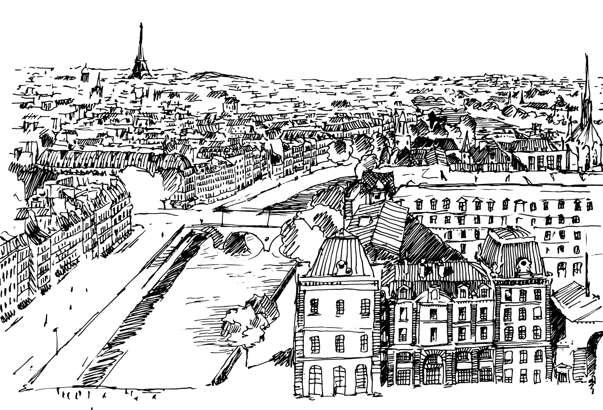 Paris Sketch Wall Mural - Abstract Murals - Eazywallz