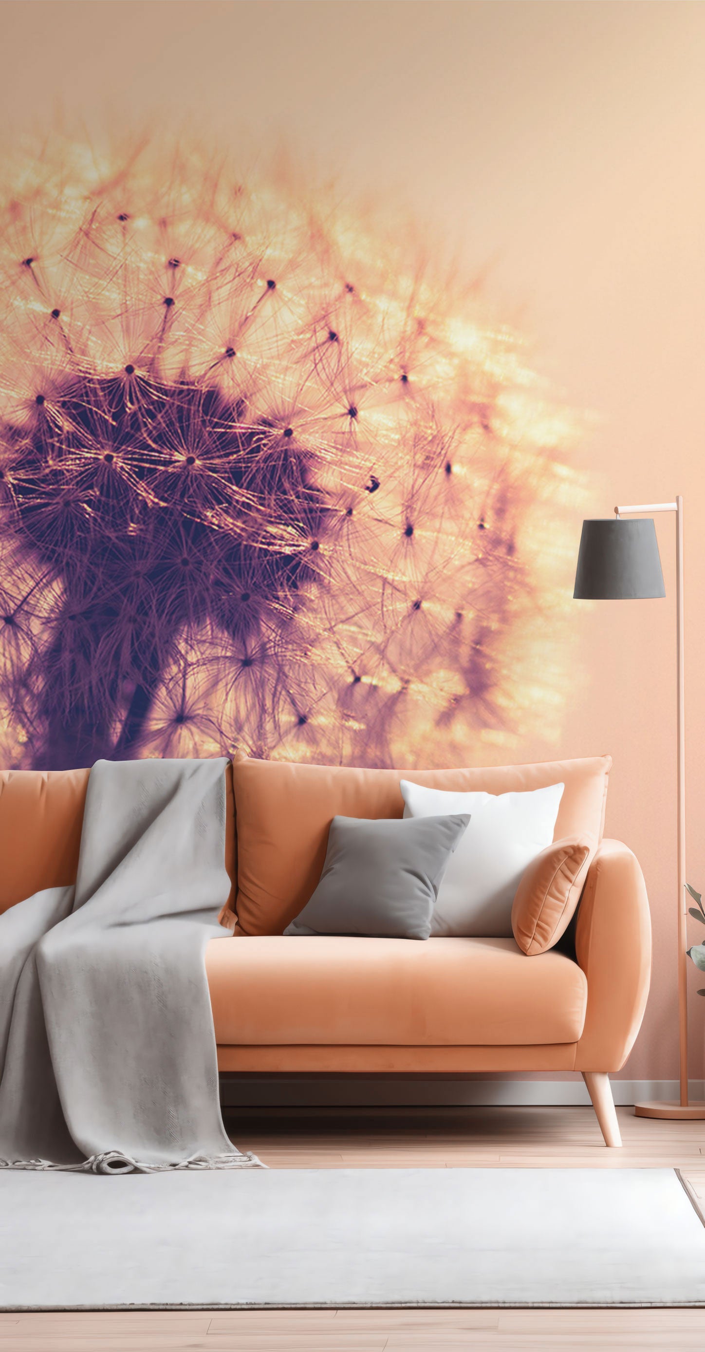 Peach Dandelion Wall Mural