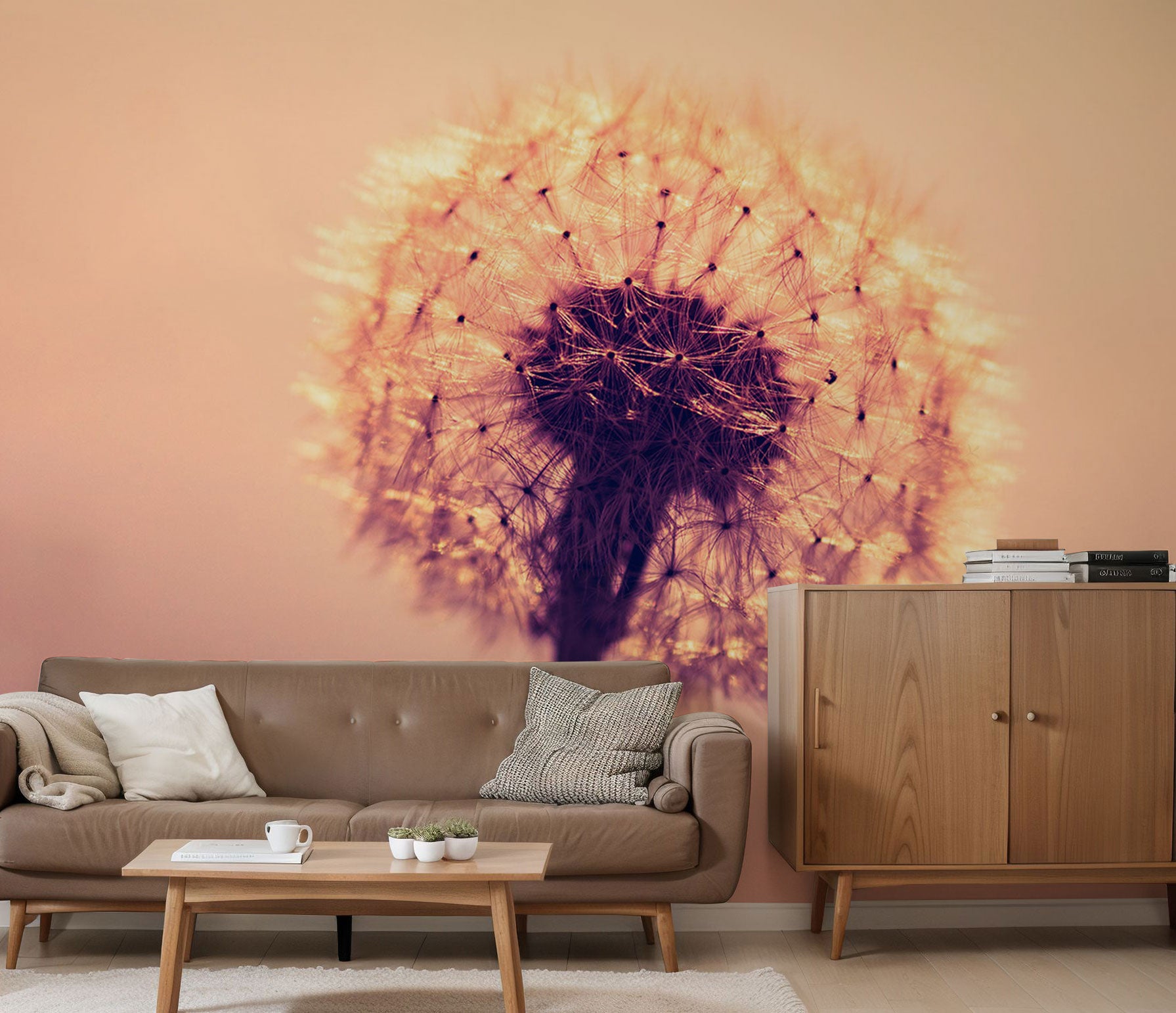 Peach Dandelion Wall Mural
