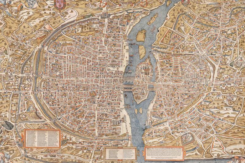 1550 Map of Paris in Color Wall Mural-Wall Mural-Eazywallz