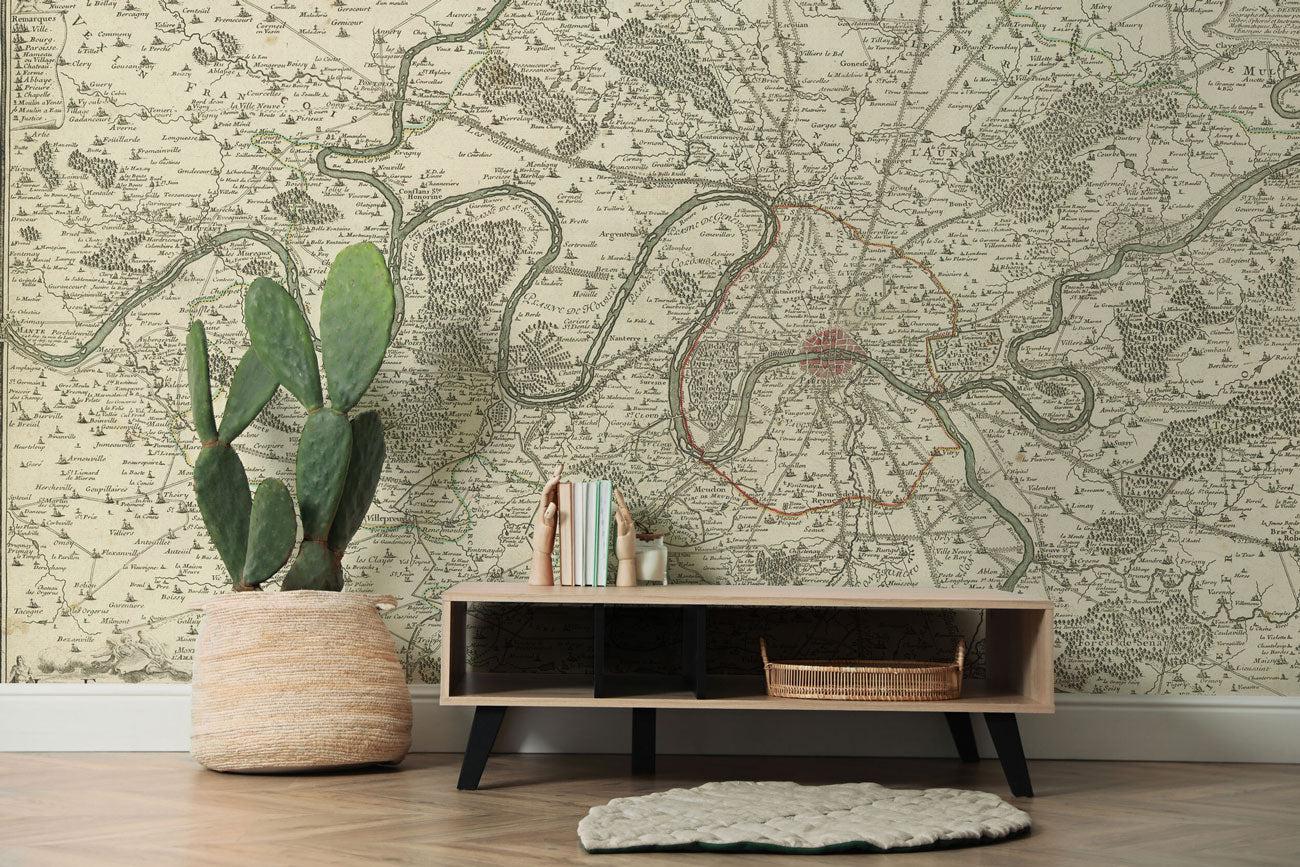 1762 Map of Paris Wall Mural-Wall Mural-Eazywallz
