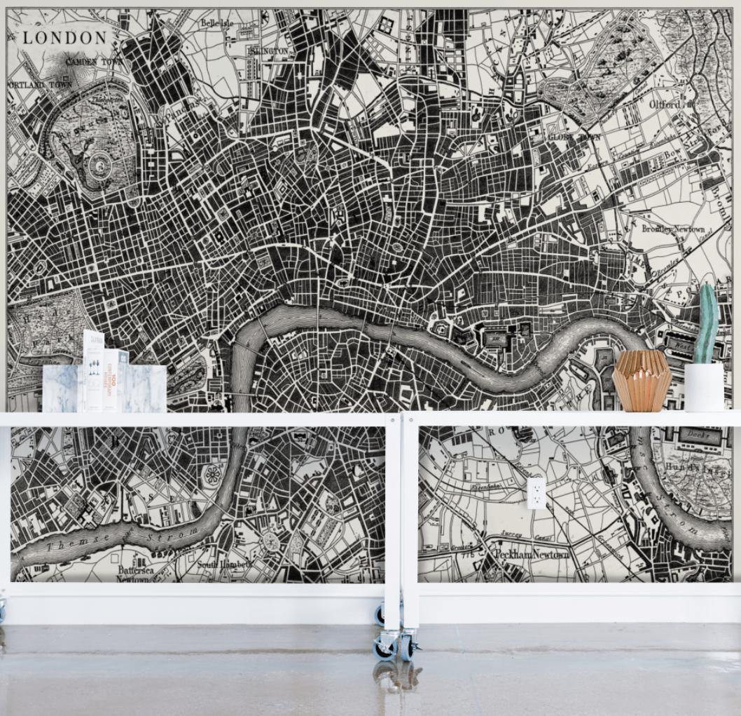 1851 London Map Wall Mural-Wall Mural-Eazywallz