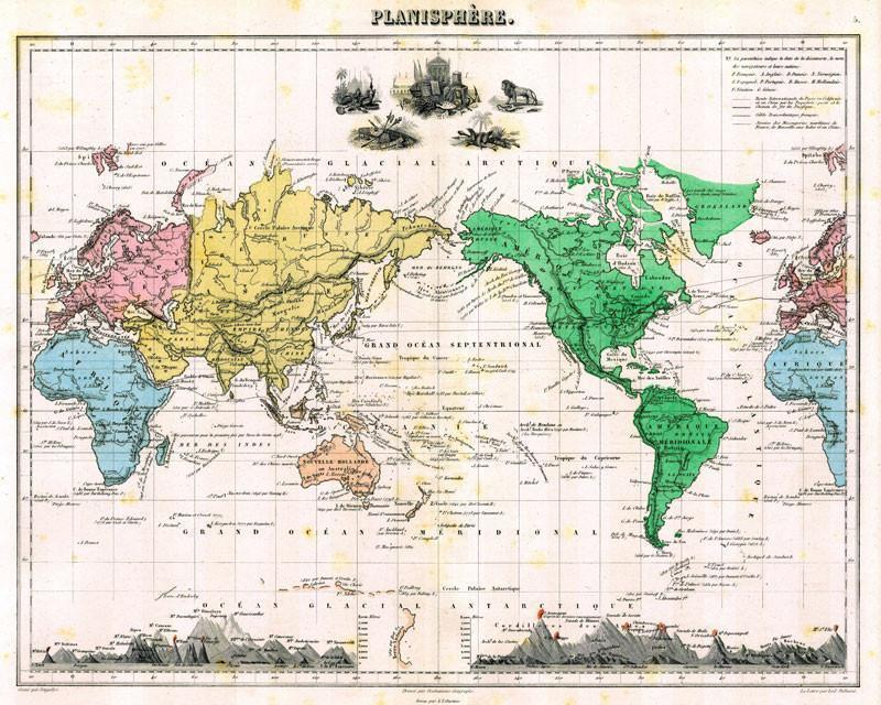 1875 Map of the World Wall Mural-Wall Mural-Eazywallz