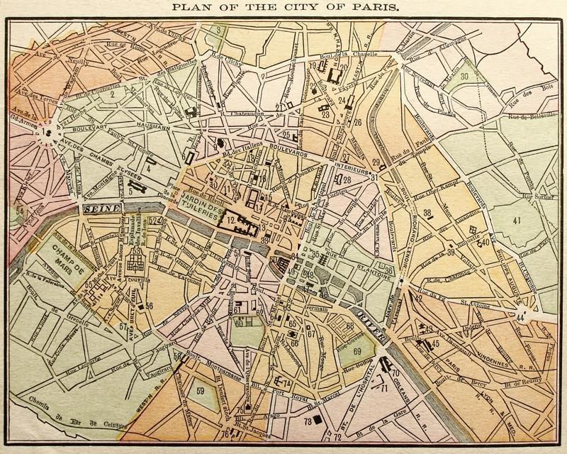 1889 Map of Paris Wall Mural | Eazywallz