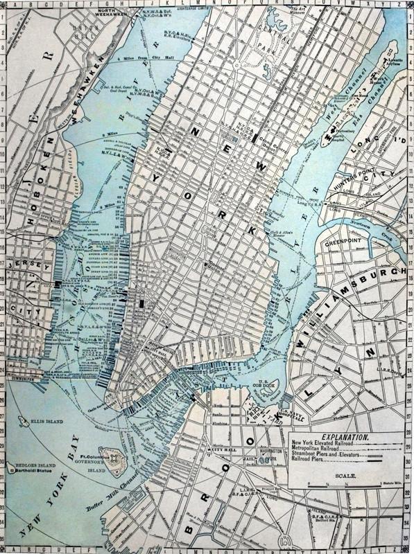 1889 New York City Map Wall Mural-Wall Mural-Eazywallz