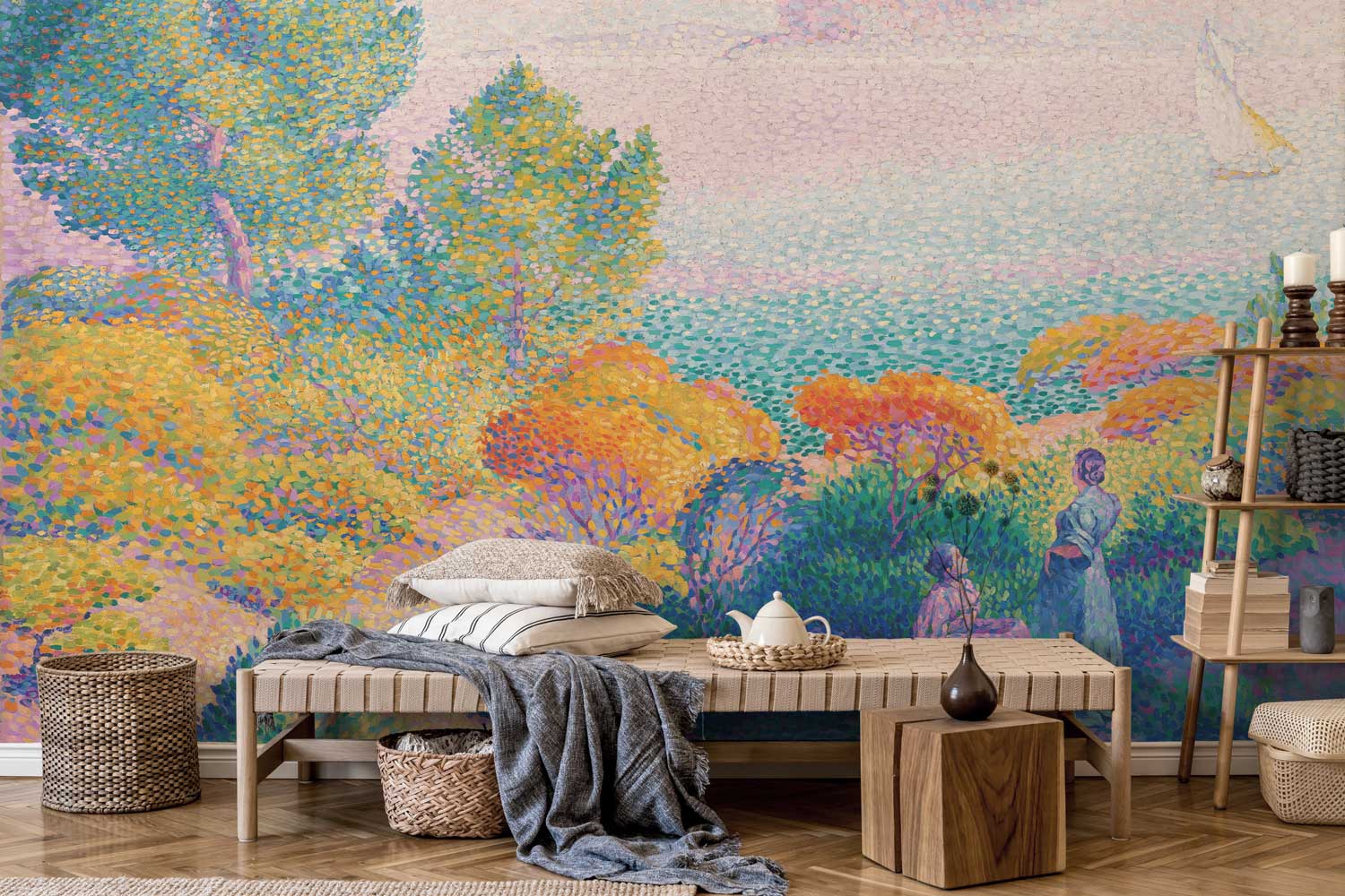 2 Women by the Shore Classical Painting Wall Mural-Wall Mural-Eazywallz