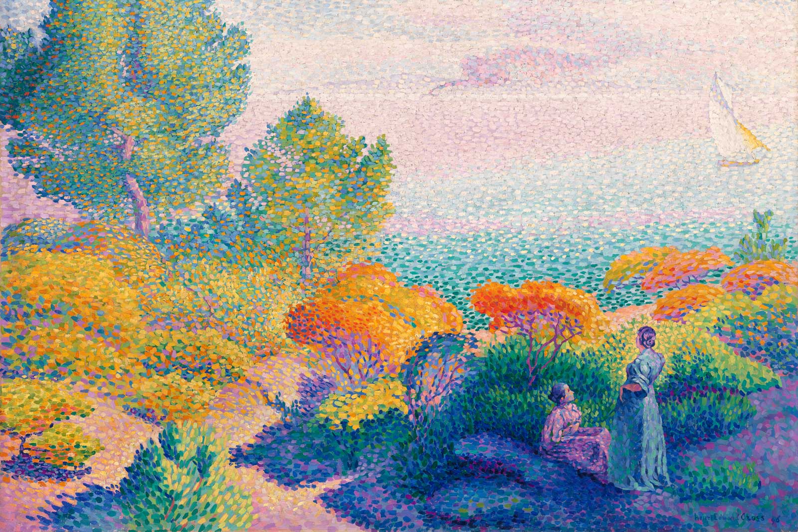 2 Women by the Shore Classical Painting Wall Mural-Wall Mural-Eazywallz