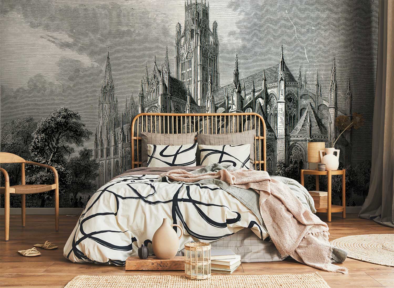 Saint-Ouen Abbey Church Drawing Wall Mural