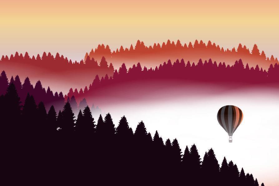 Abstract Air Balloon at Sunset Wall Mural-Wall Mural-Eazywallz