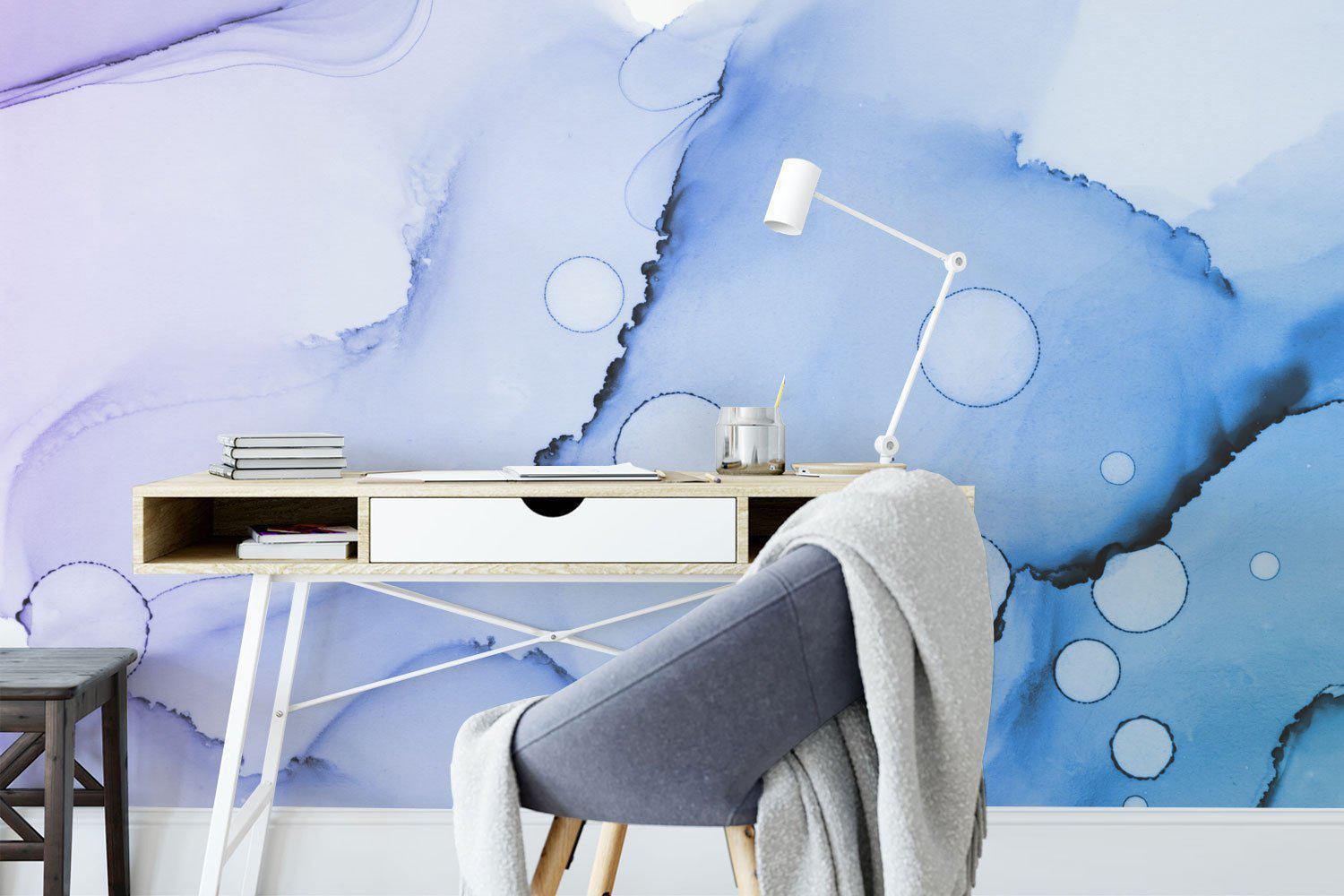 Abstract Blue Ink Utopia Wall Mural-Wall Mural-Eazywallz