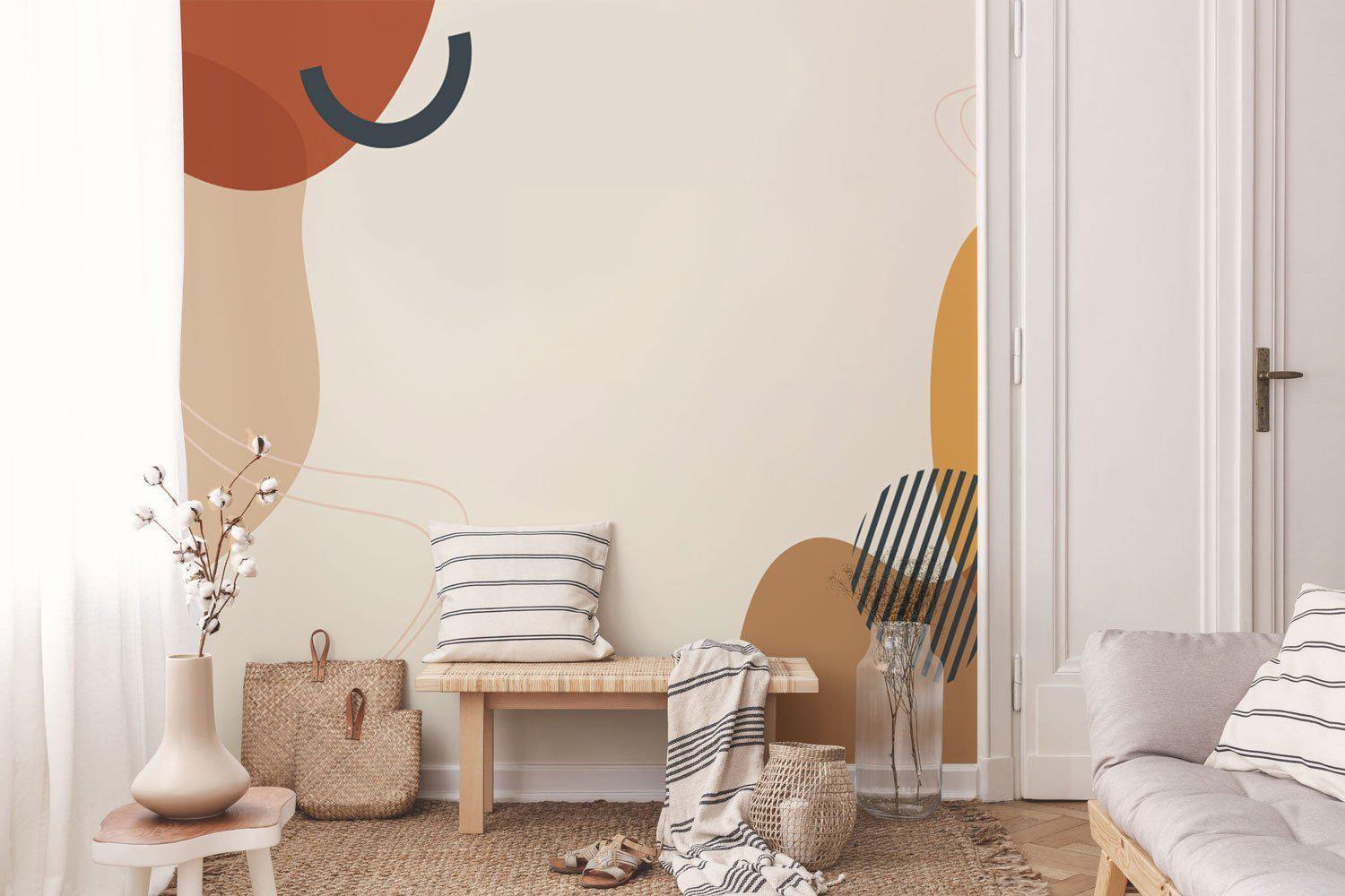 Abstract Earth Tone Shapes 4 Mural Wallpaper-Wall Mural-Eazywallz