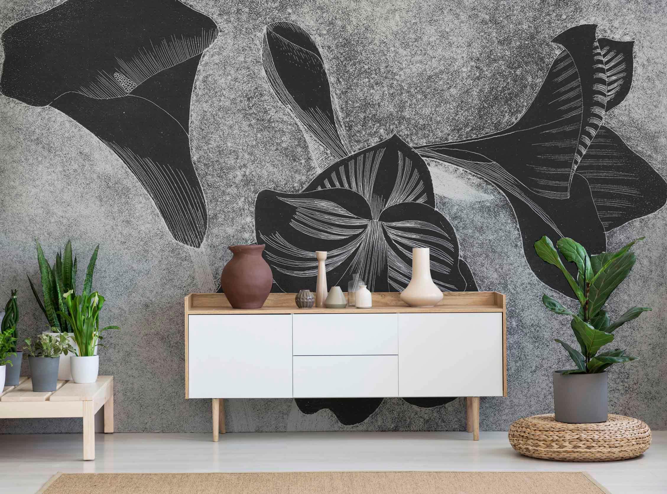 Amaryllis Art Noveau Wall Mural-Wall Mural-Eazywallz