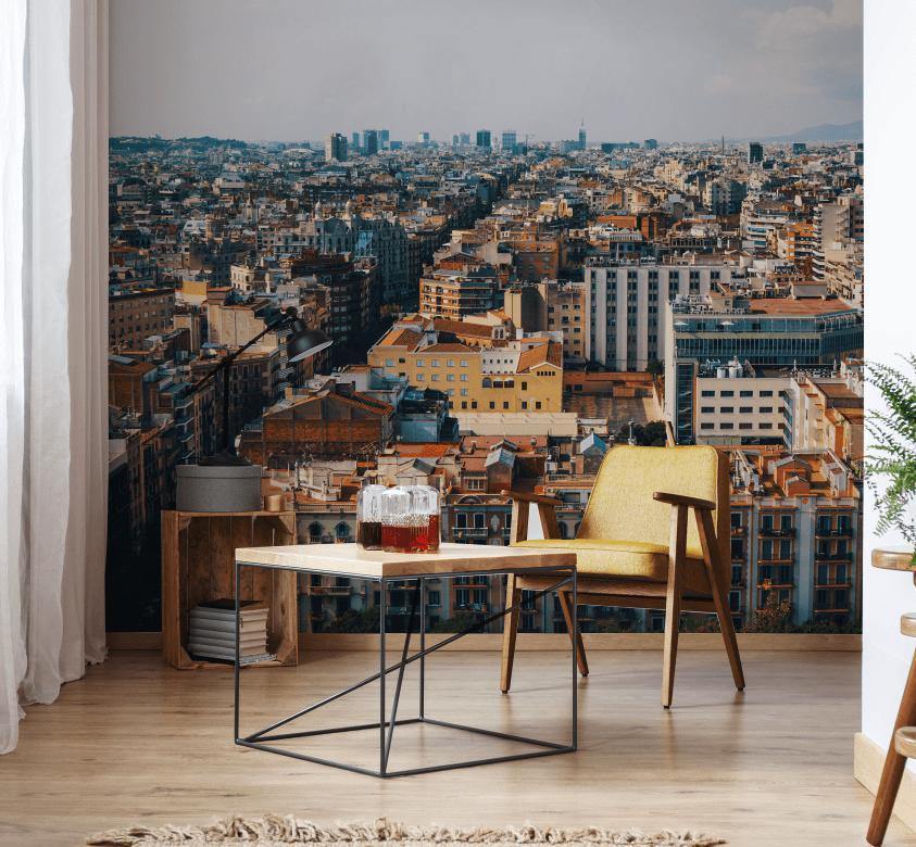Barcelona Cityscape Wall Mural-Wall Mural-Eazywallz