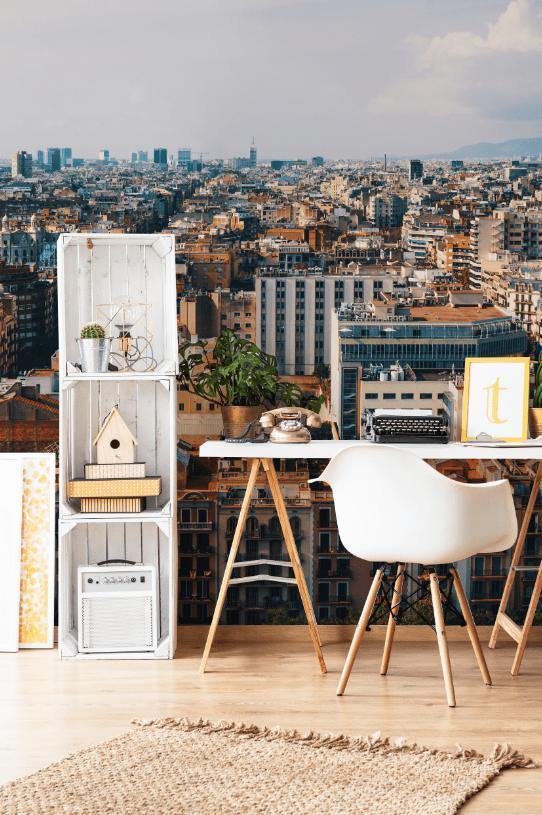 Barcelona Cityscape Wall Mural-Wall Mural-Eazywallz