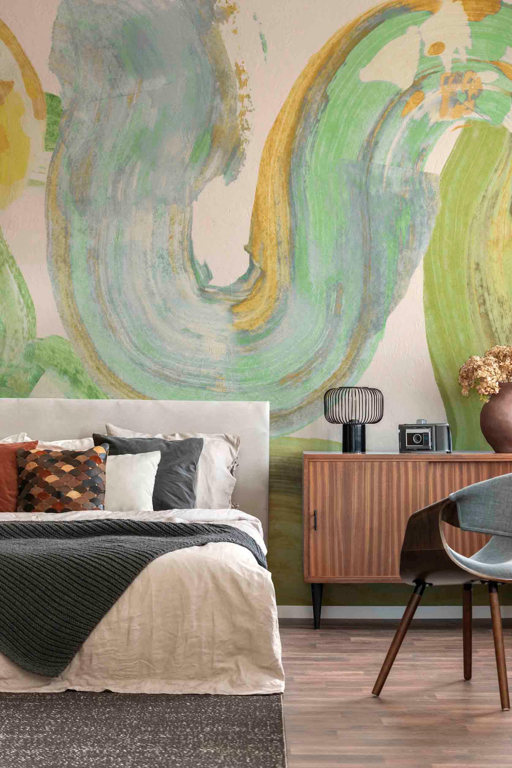 Basil Leaves Paint Brush Wall Mural-Wall Mural-Eazywallz