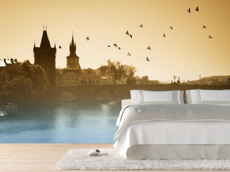 Birds over Charles Bridge in Prague Wall mural Wall Mural-Wall Mural-Eazywallz