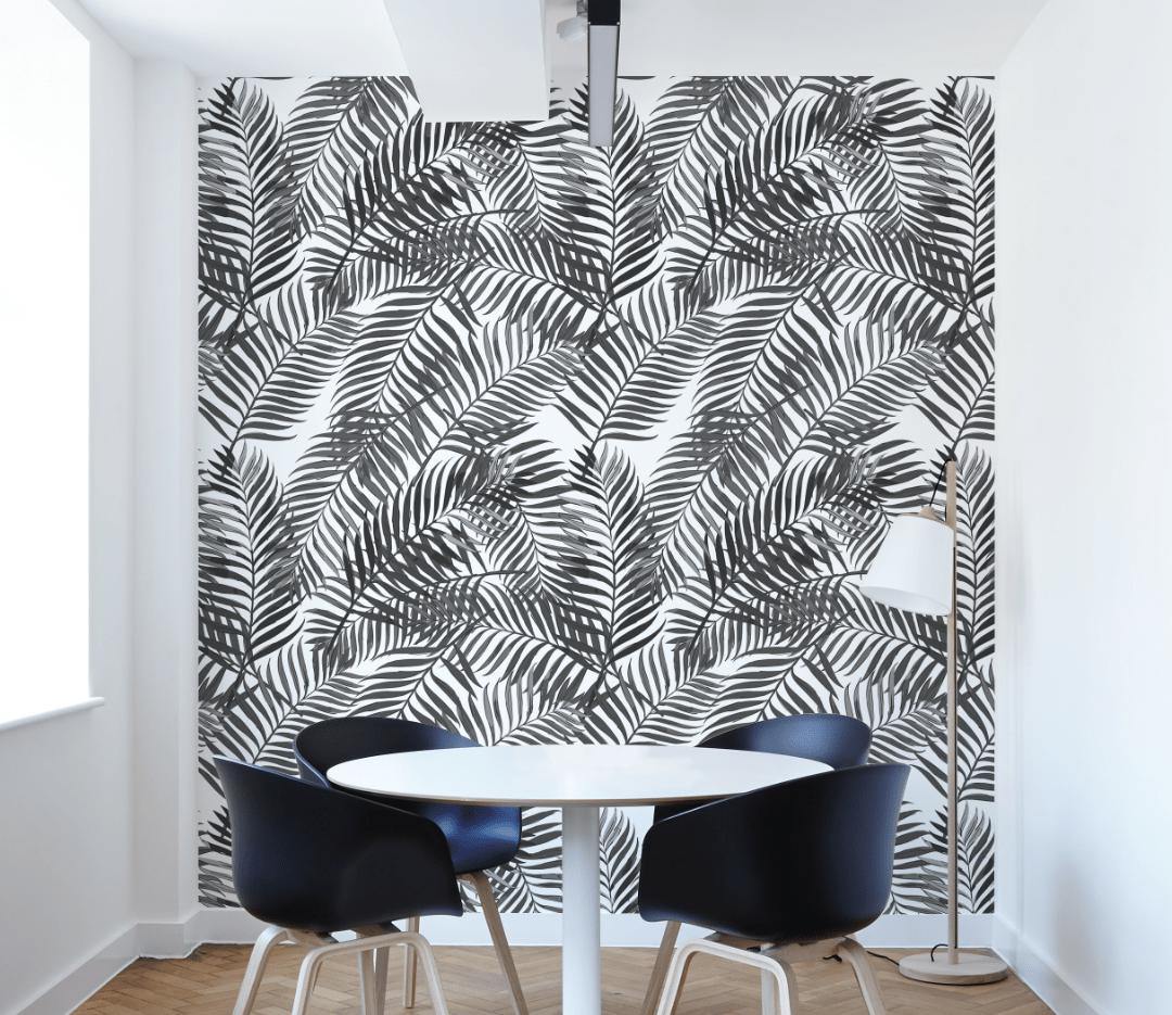 Black Palm Tree Pattern Wall Mural-Wall Mural-Eazywallz