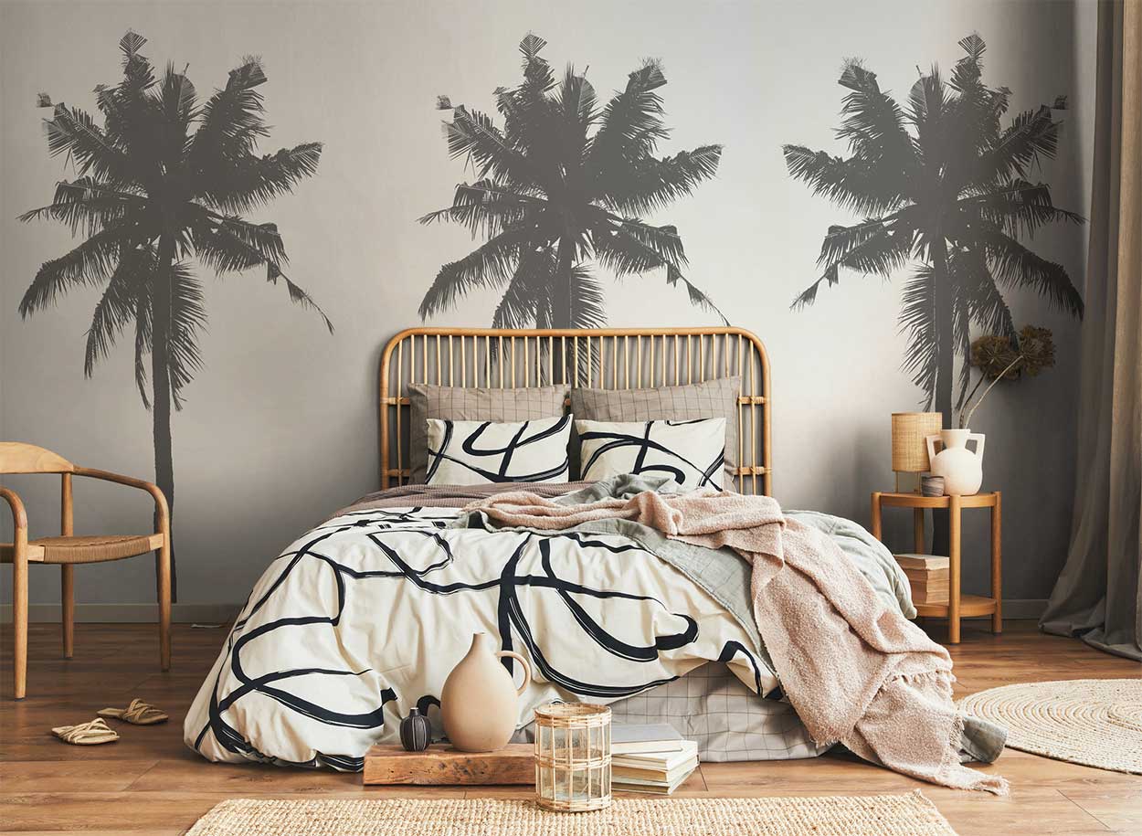 Black Palm Trees Wall Mural-Wall Mural-Eazywallz
