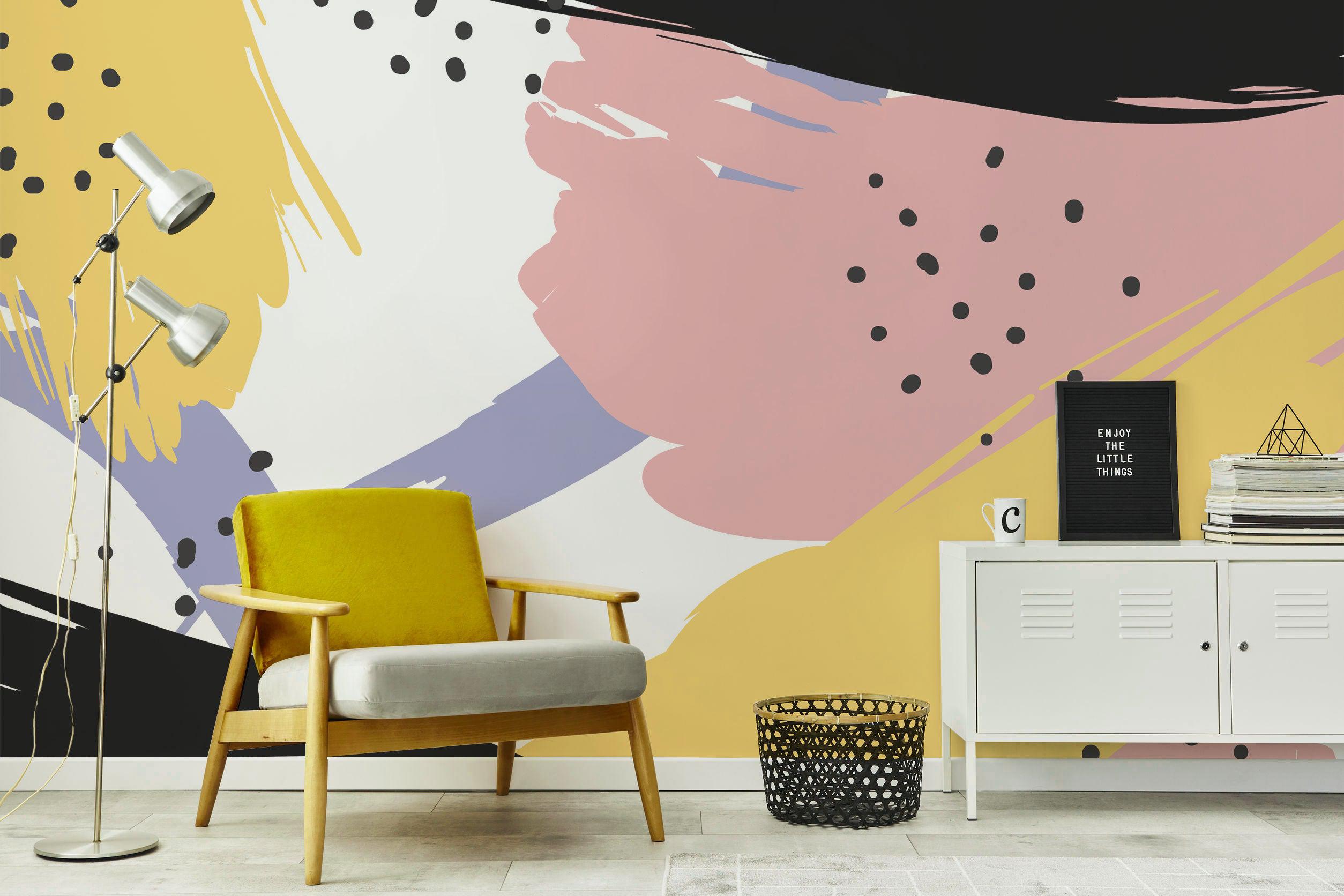 Black & Yellow Memphis Wall Mural-Wall Mural-Eazywallz