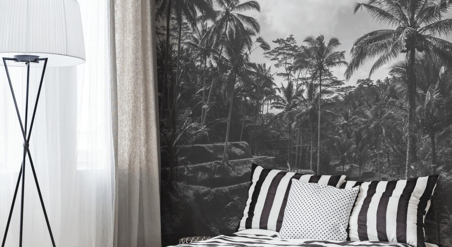 Black and White Bali Jungle Wall Mural-Wall Mural-Eazywallz