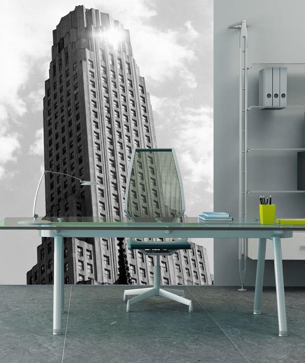 Black and White Building Wall Mural-Wall Mural-Eazywallz