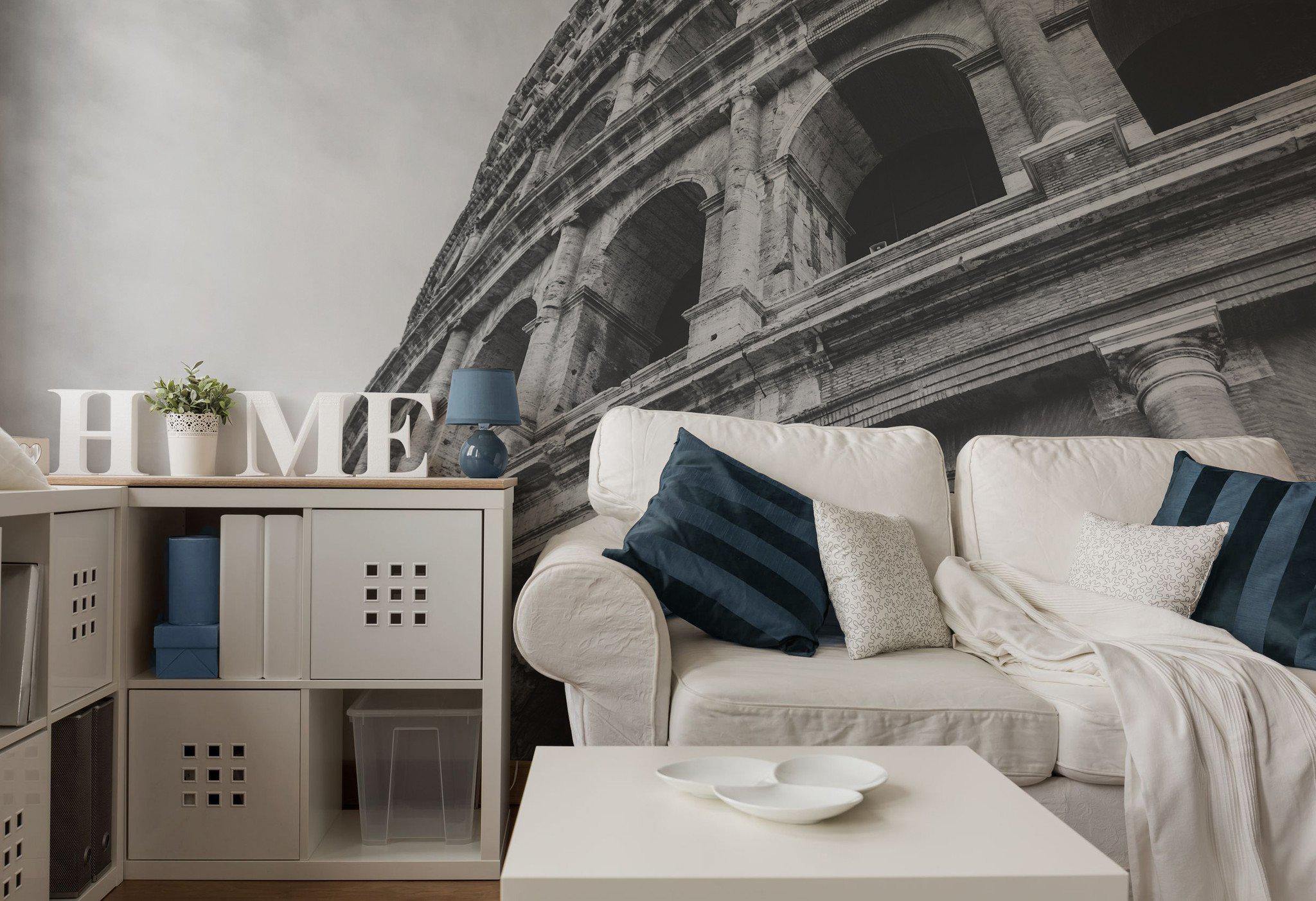 Black and White Colosseum Wall Mural-Wall Mural-Eazywallz