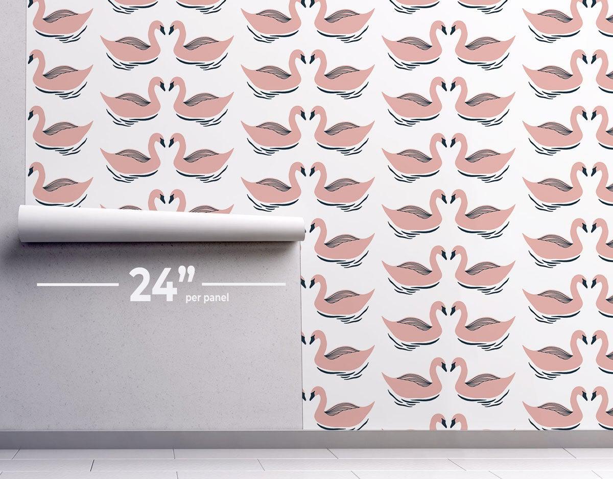 Blooming Swans Wallpaper #438-Repeat Pattern Wallpaper-Eazywallz