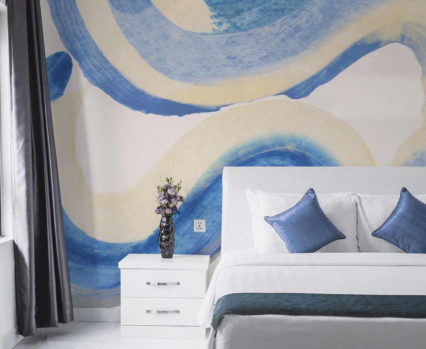 Blue Dream Paint Brush Wall Mural-Wall Mural-Eazywallz