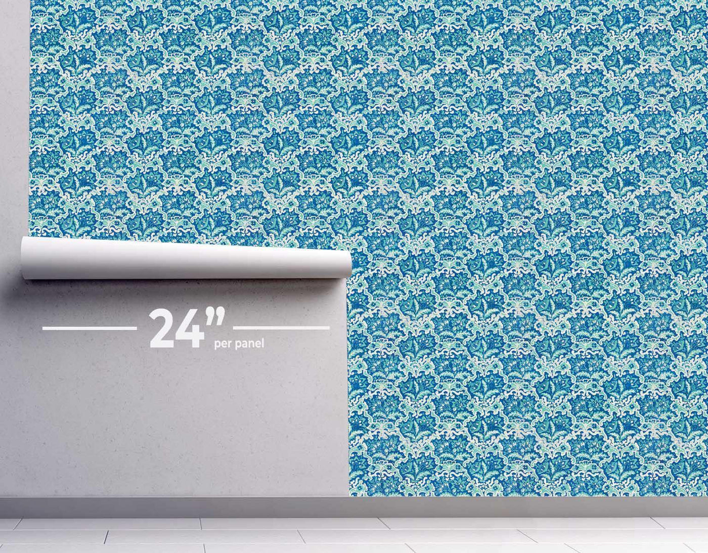 Blue Dutch Floral Wallpaper #370-Repeat Pattern Wallpaper-Eazywallz