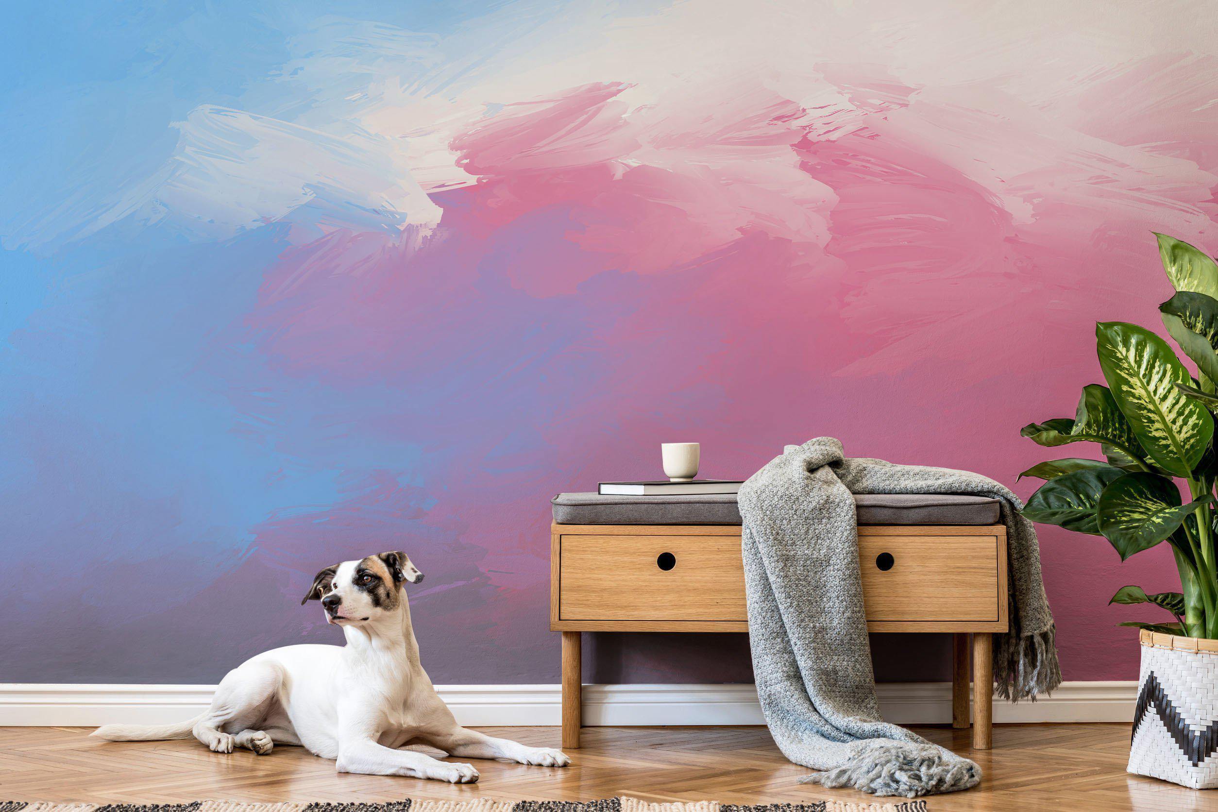 Blue Red Abstract Wallpaper Mural-Wall Mural-Eazywallz