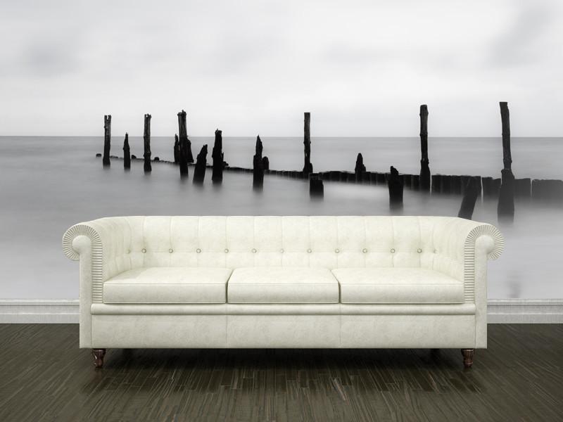 Breakwater in Quiet Sea Wall Mural-Wall Mural-Eazywallz