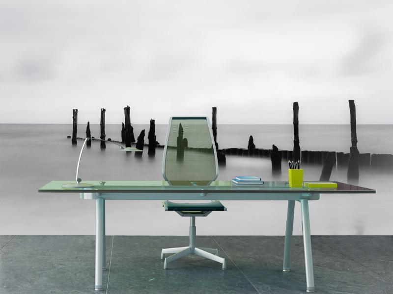 Breakwater in Quiet Sea Wall Mural-Wall Mural-Eazywallz