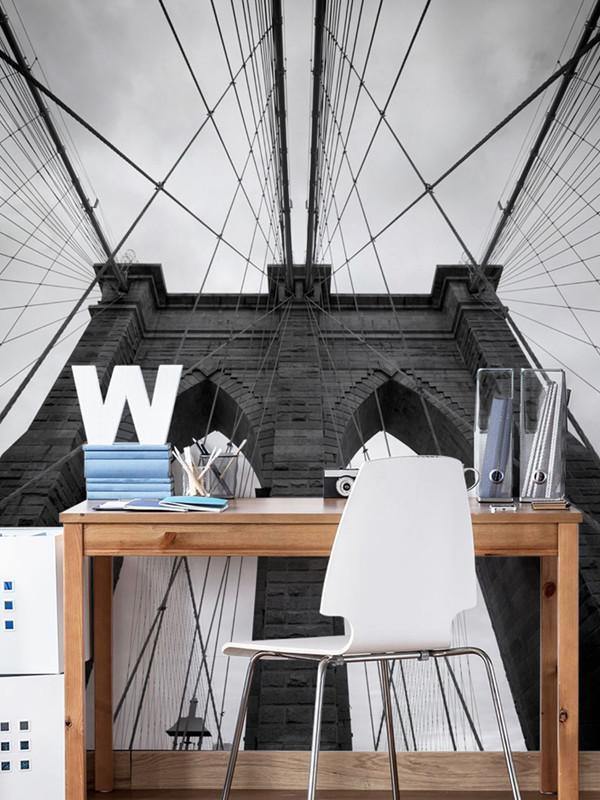 Brooklyn Bridge in black and white Wall Mural-Wall Mural-Eazywallz