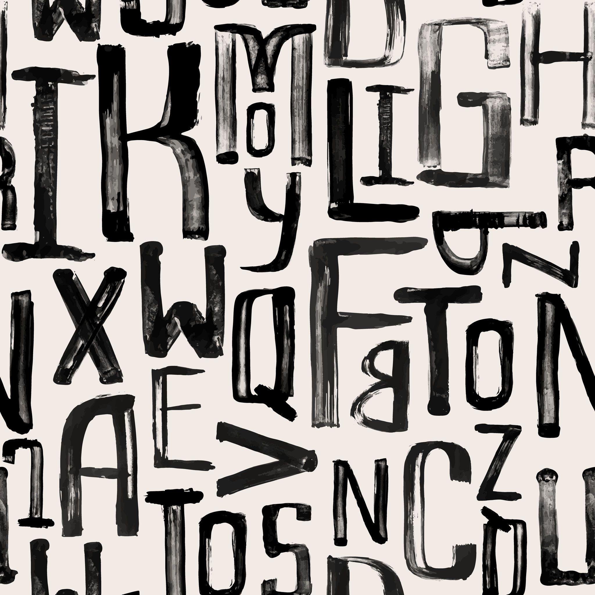 Brush Typography Mural Wallpaper-Wall Mural-Eazywallz