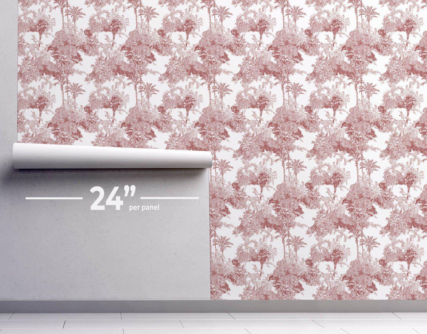 Burgundy Jungle Toile #360-Repeat Pattern Wallpaper-Eazywallz