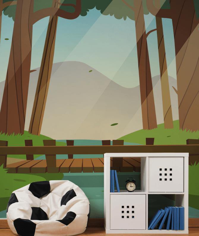 Cartoon Forest Landscape Wall Mural-Wall Mural-Eazywallz