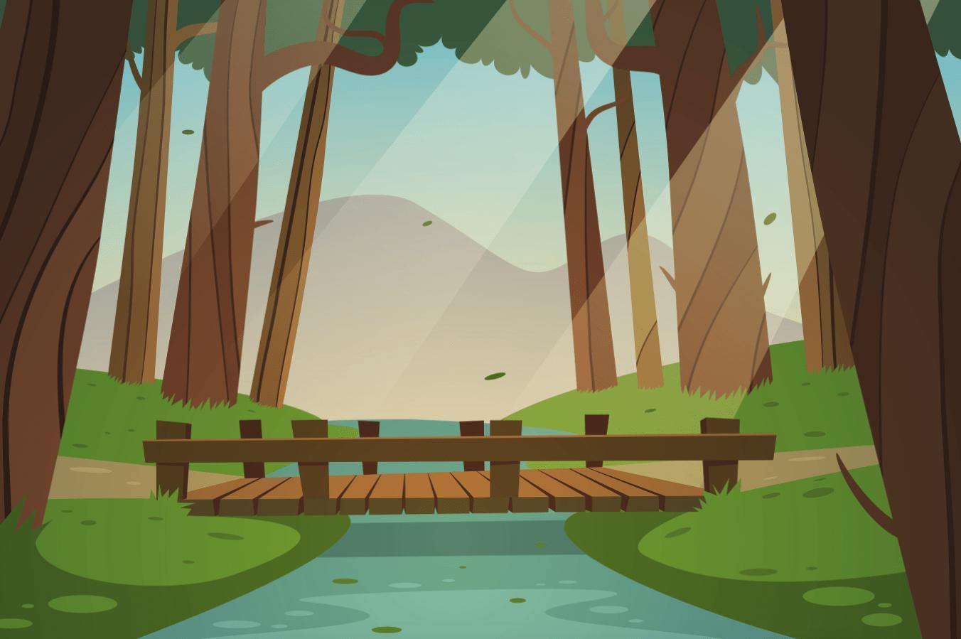 Cartoon Forest Landscape Wall Mural-Wall Mural-Eazywallz