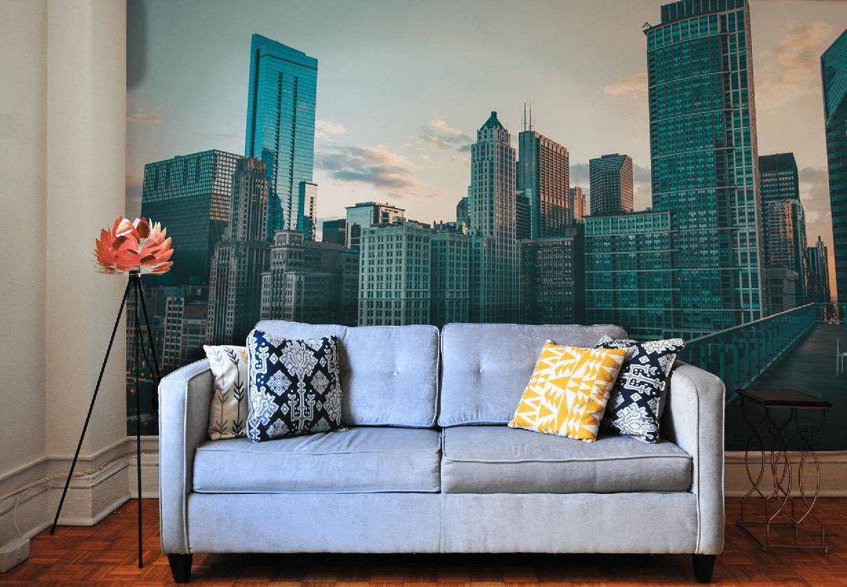Chicago Skyline 2 Wall Mural-Wall Mural-Eazywallz