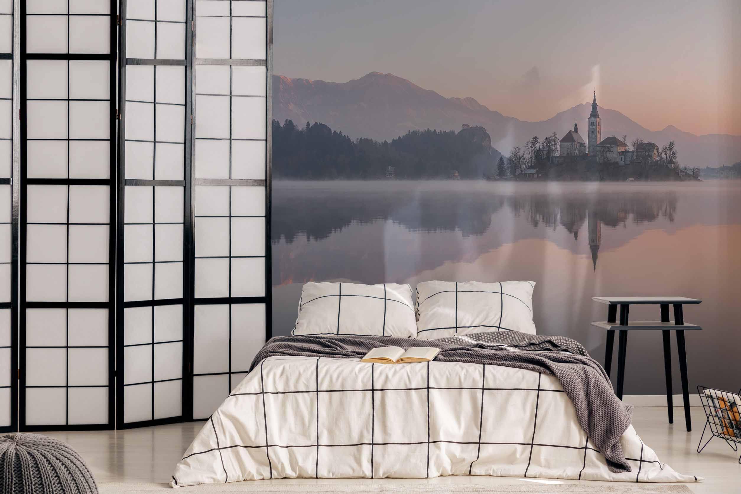 Church on Lake Wall Mural-Wall Mural-Eazywallz