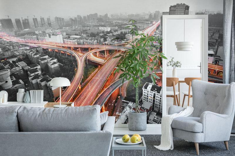 Cityscape Highway in Hong Kong Mural-Wall Mural-Eazywallz