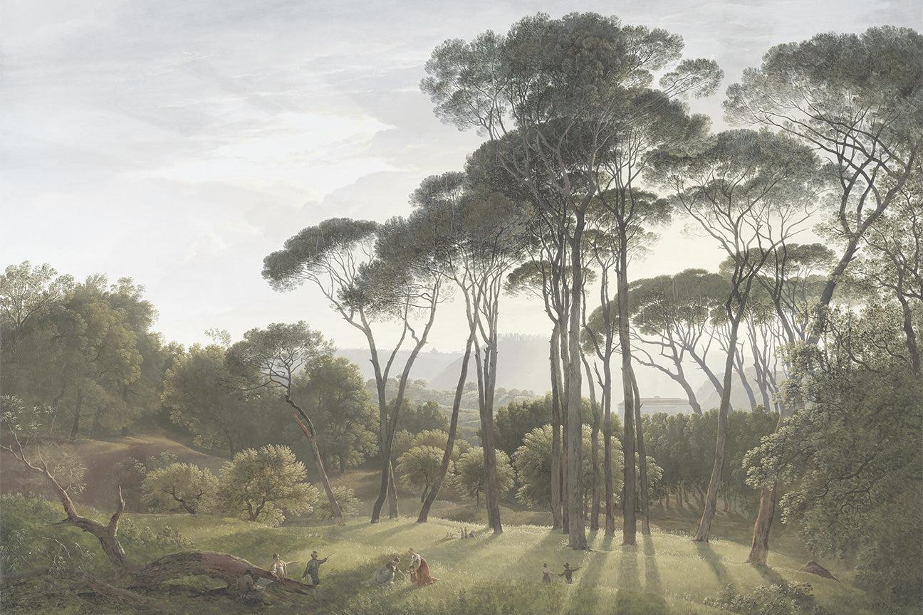 Classic Umbrella Pines Painting Wall Mural-Wall Mural-Eazywallz