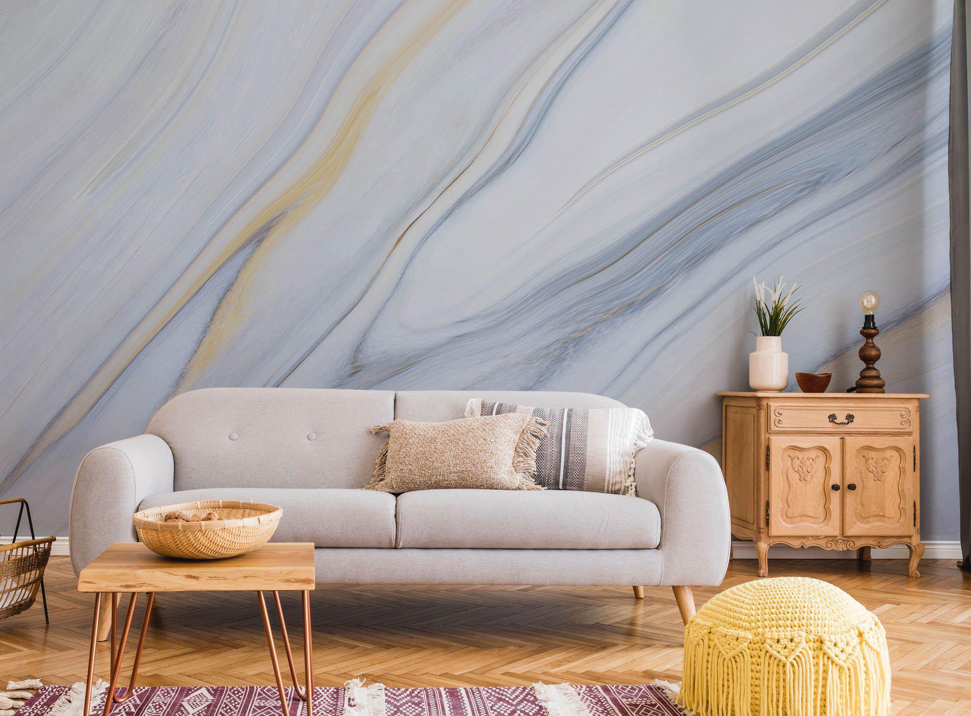 Clean Blue Marble Wall Mural-Wall Mural-Eazywallz