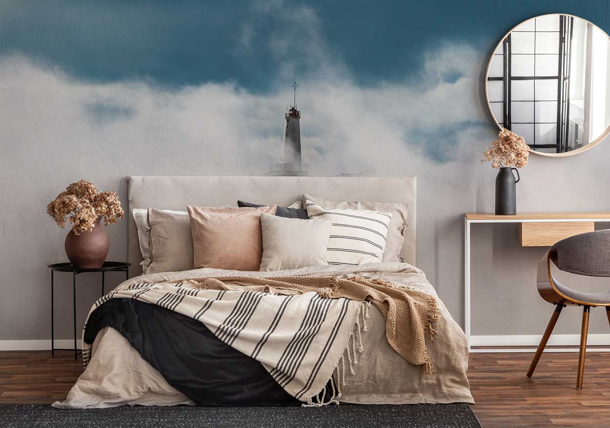 Cloudy Lighthouse Wall Mural-Wall Mural-Eazywallz